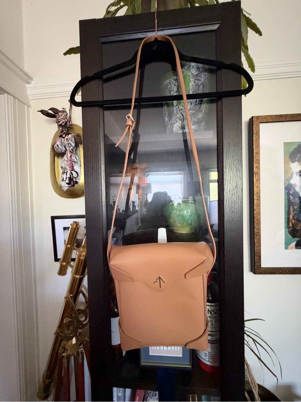 Manu Atelier Leather Crossbody Bag in Tan